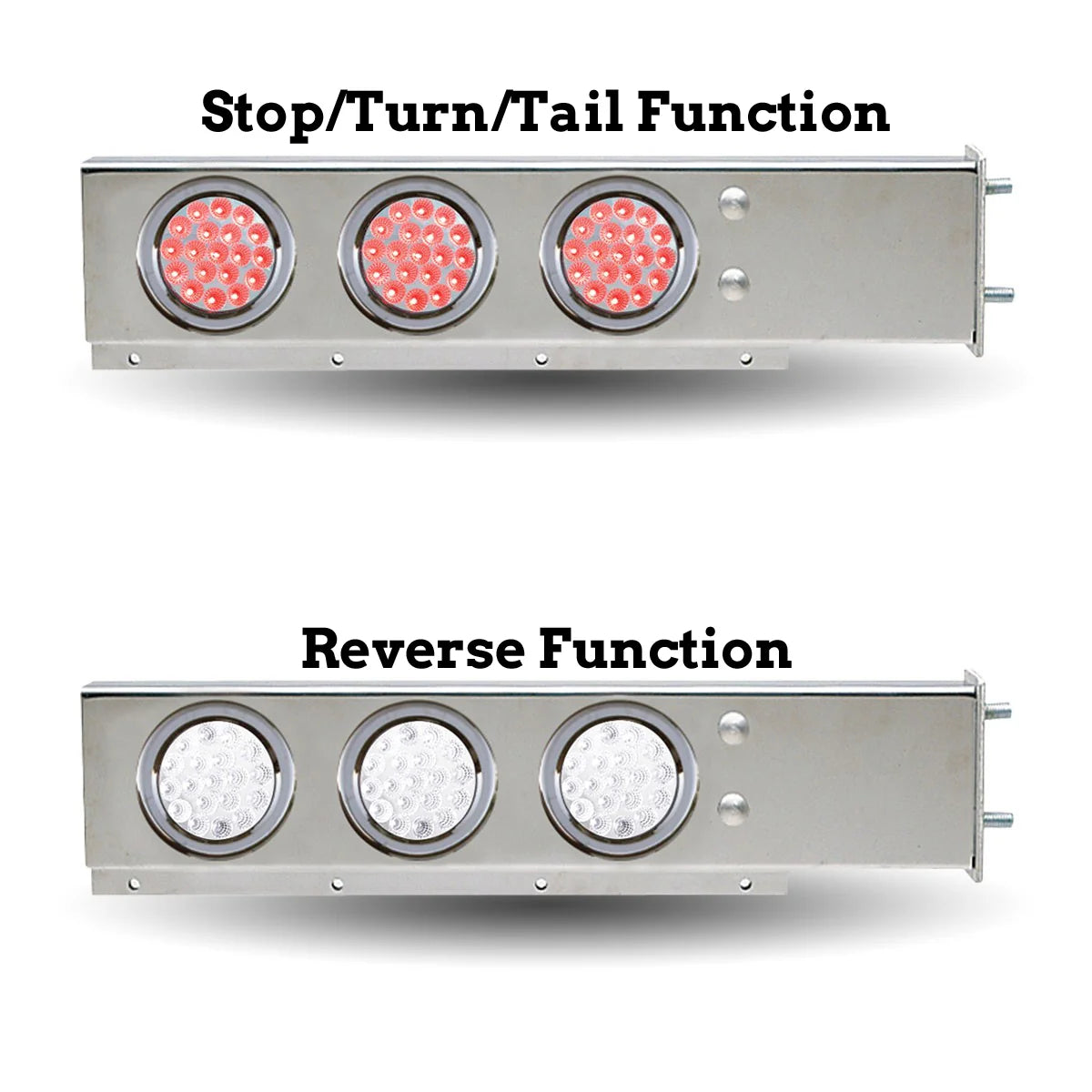 TU-9209L3 - Mud Flap Hanger, with Flat Top, 6 x 4" Dual Revolution LEDs & Bezels