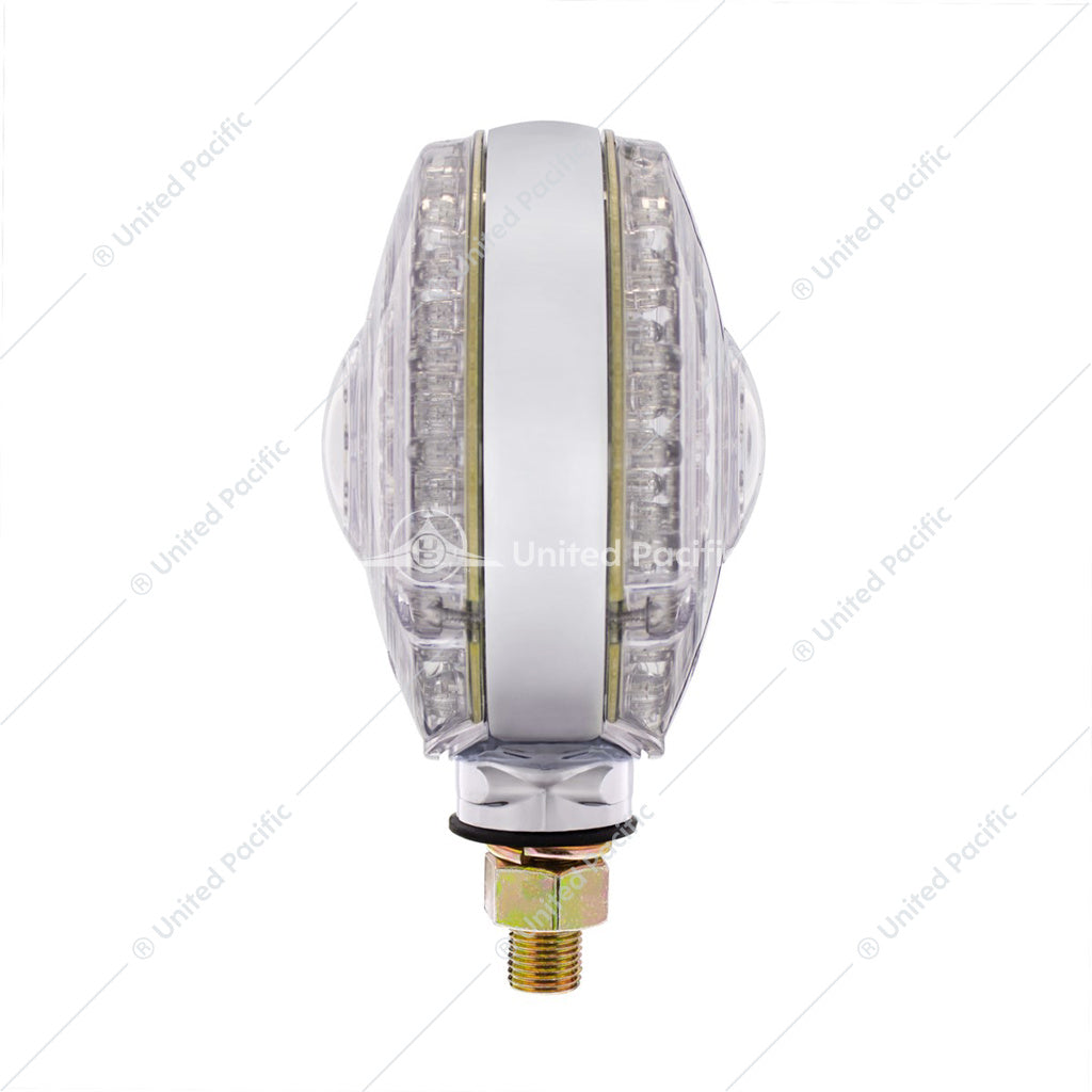 88 LED Single Stud Double Face Turn Signal Light - Amber & Red LED/Clear Lens