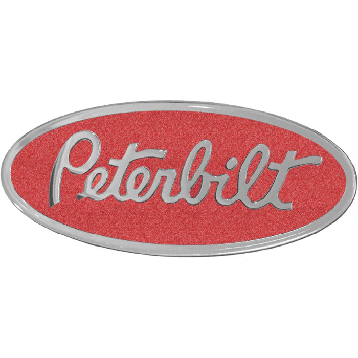 Peterbilt Emblem Engraved Oval Metallic Red