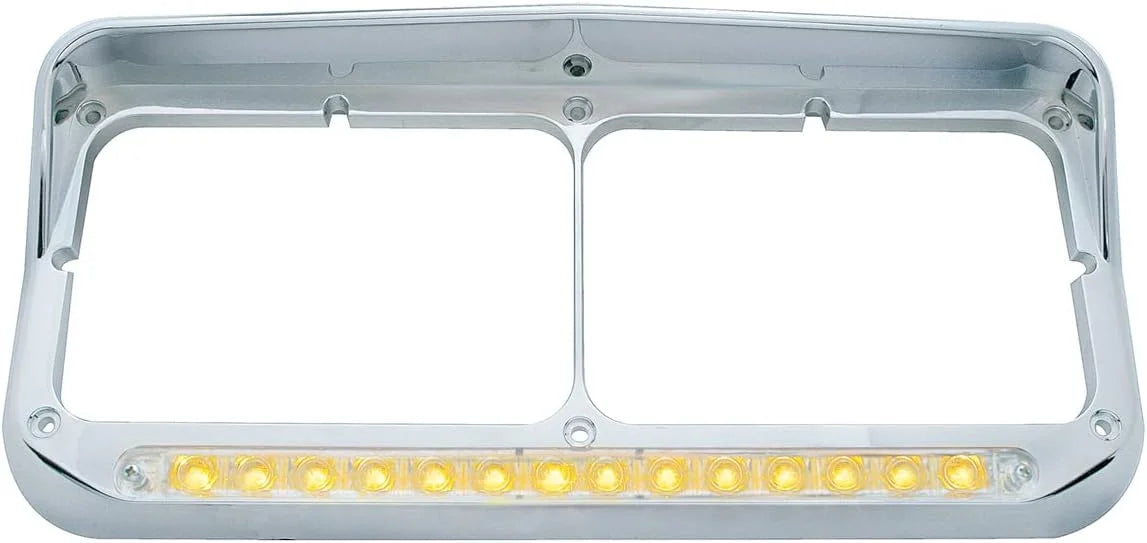 32352 Dual Headlight Bezel With Visor - Amber LED/Clear Lens