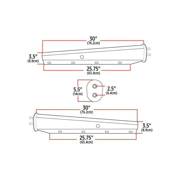 TU-9214 30″ Mud Flap Hangers – 2 1/2″ Bolt Spacing