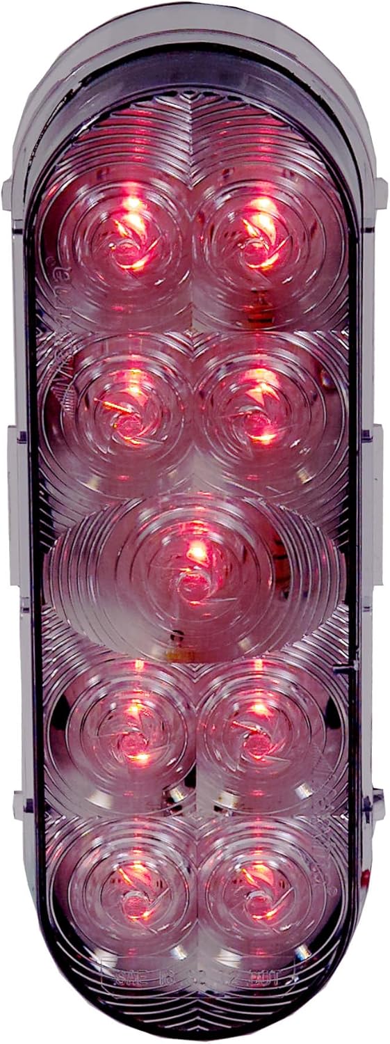 M63322RCL Red 6" Oval Stop/Tail/Turn Light with Clear Lens