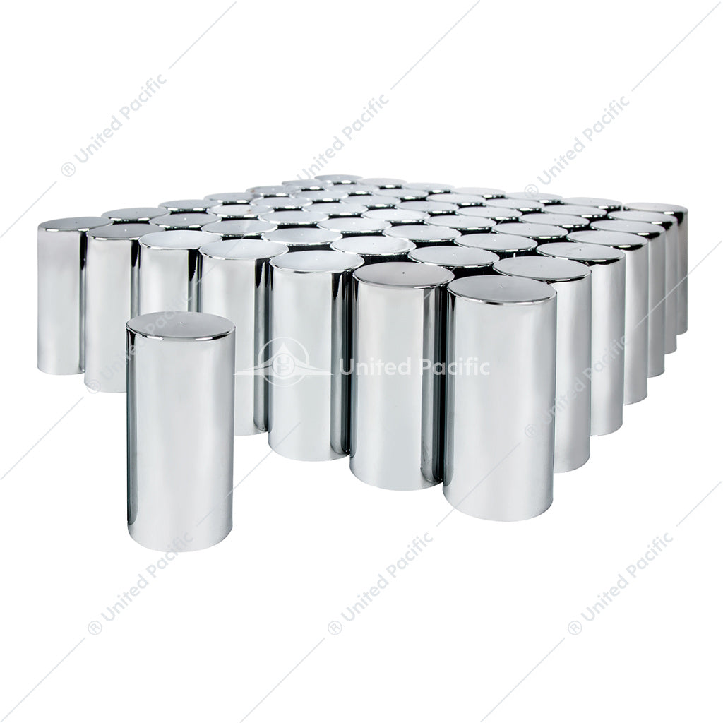 10034CB 33mm X 4-1/4" Chrome Plastic Tall Cylinder Nut Covers - Thread-On (60-Pack)