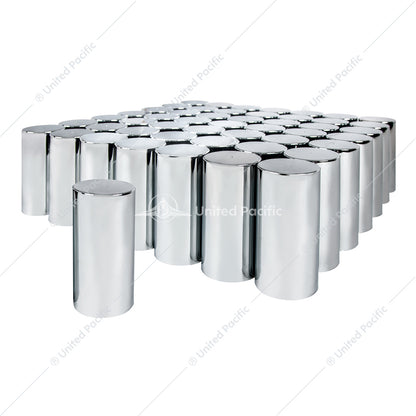 10034CB 33mm X 4-1/4" Chrome Plastic Tall Cylinder Nut Covers - Thread-On (60-Pack)