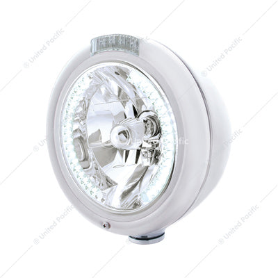32483 Headlight w H4 Halogen Bulb with 34 White LED Position Light & Dual Mode 4 Amber LED Turn Signal Clear Lens