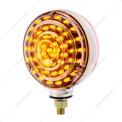 88 LED Single Stud Double Face Turn Signal Light - Amber & Red LED/Clear Lens