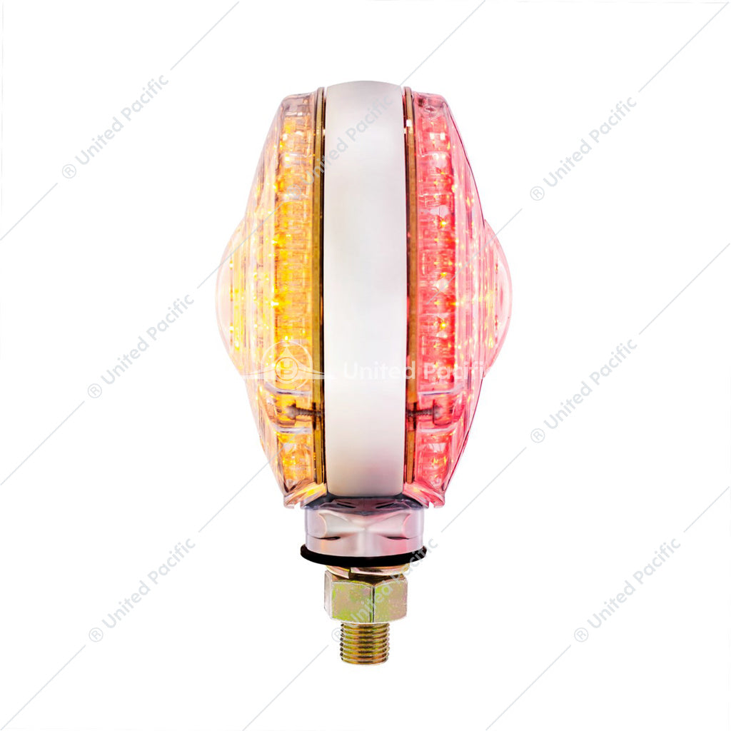 88 LED Single Stud Double Face Turn Signal Light - Amber & Red LED/Clear Lens