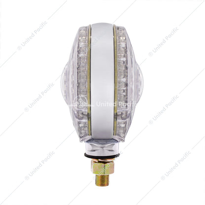 88 LED Single Stud Double Face Turn Signal Light - Amber & Red LED/Clear Lens