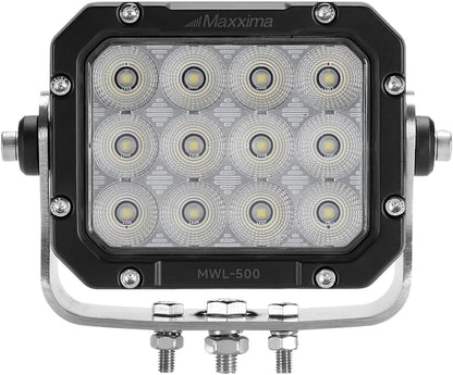 MWL-500 Maxxima Square MaxxBright LED Work Light, 8500 Lumens, 6000K Super Bright Daylight, Scene Light w/ 55° Spot Beam, Flood Light, Black Housing