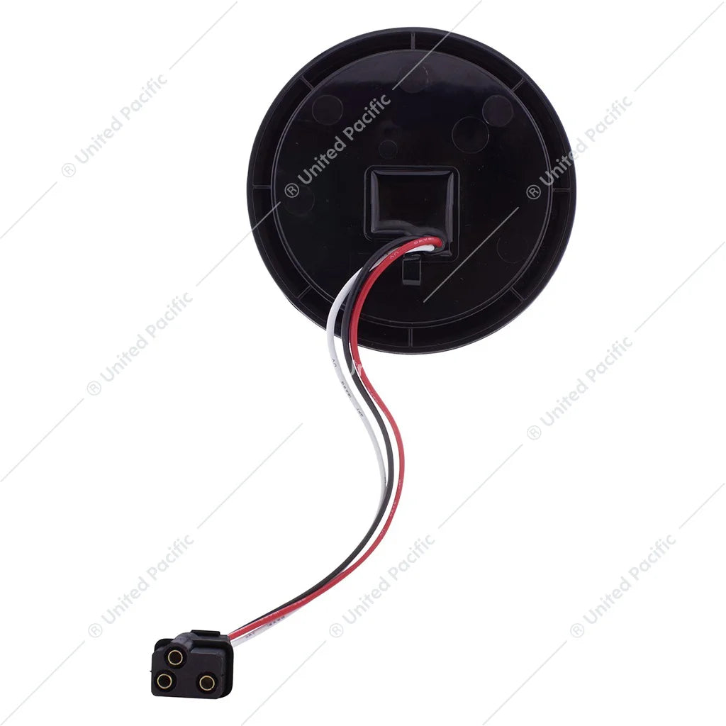 UP#36566 United Pacific Brake / Tail / Turn Signal Light - 4 in., Round, Red LED/ Clear Lens, 13 LEDs, Abyss Lens Design