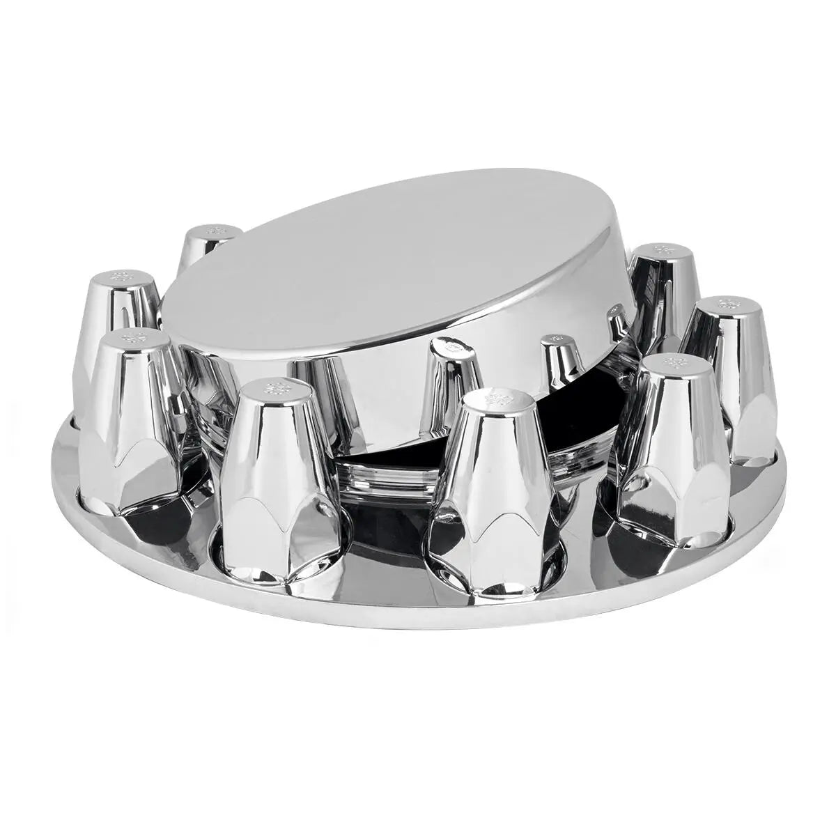 40201 Grand General Flat Top Chrome ABS Front Axle Cover Set with Locking Tabs & Standard Hub Cap