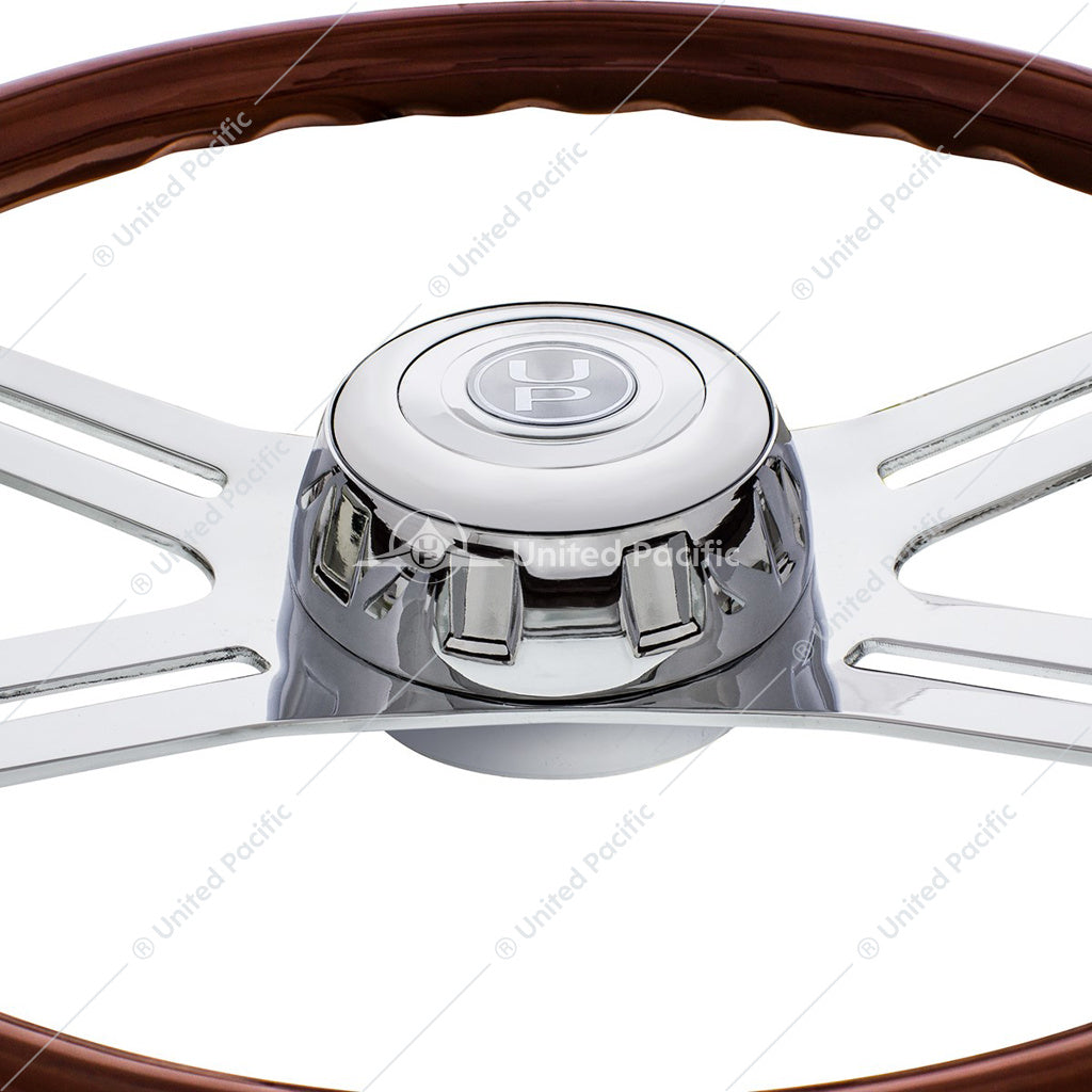 18" Boss Style Wood Steering Wheel With Hub & Horn Button Kit For Peterbilt (2006+) & Kenworth (2003+)