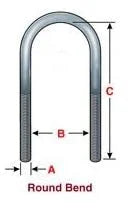 361-585 Round Bend 7/8 x 3 x 17.5 U-bolt Kit (Box of 2)