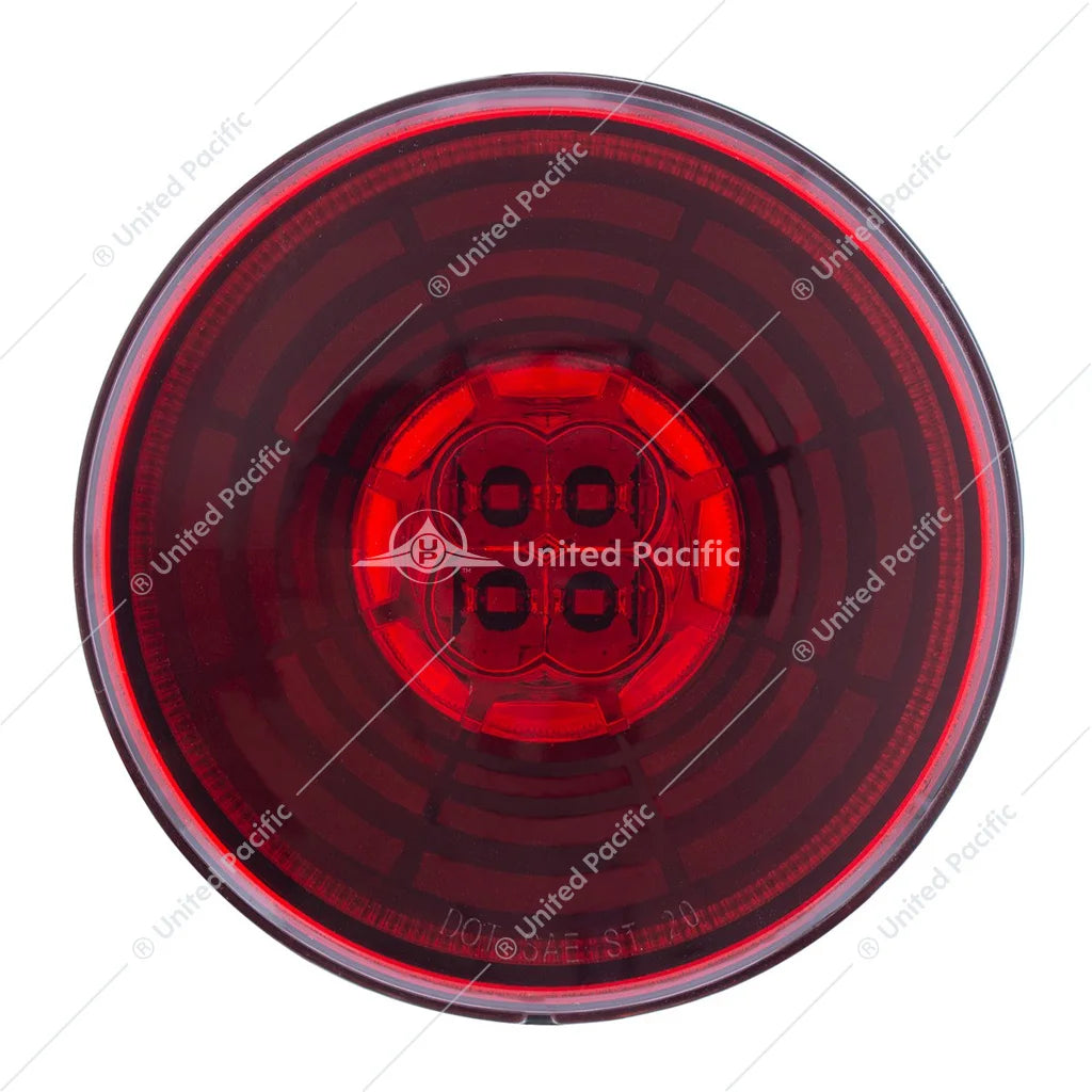 UP#36564 United Pacific 13 LED 4" Round Abyss Light - Red LED/ Red Lens (Stop, Turn & Tail)