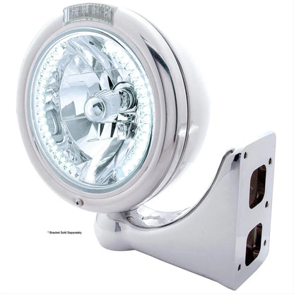 32483 Headlight w H4 Halogen Bulb with 34 White LED Position Light & Dual Mode 4 Amber LED Turn Signal Clear Lens