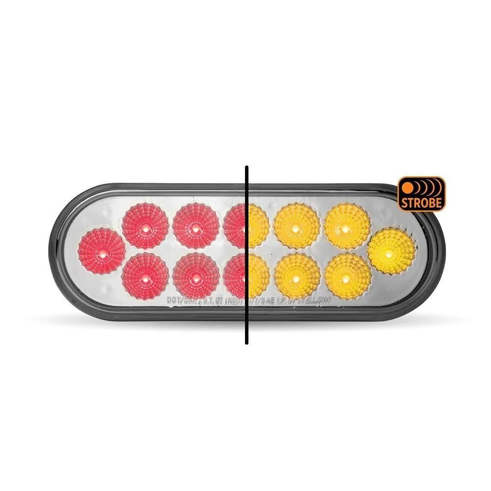 TLED-OX60RAS Oval Dual Red/White Stop, Turn  Tail LED wit Amber Strobe