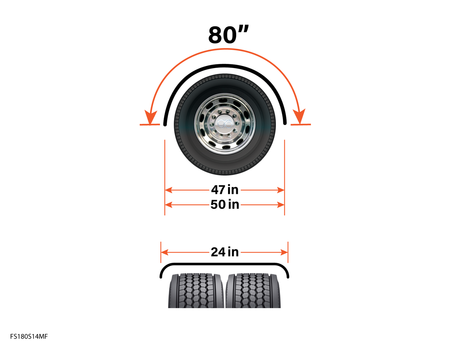 FS180S14MF Class Eight 80" MF Single Axle Fender