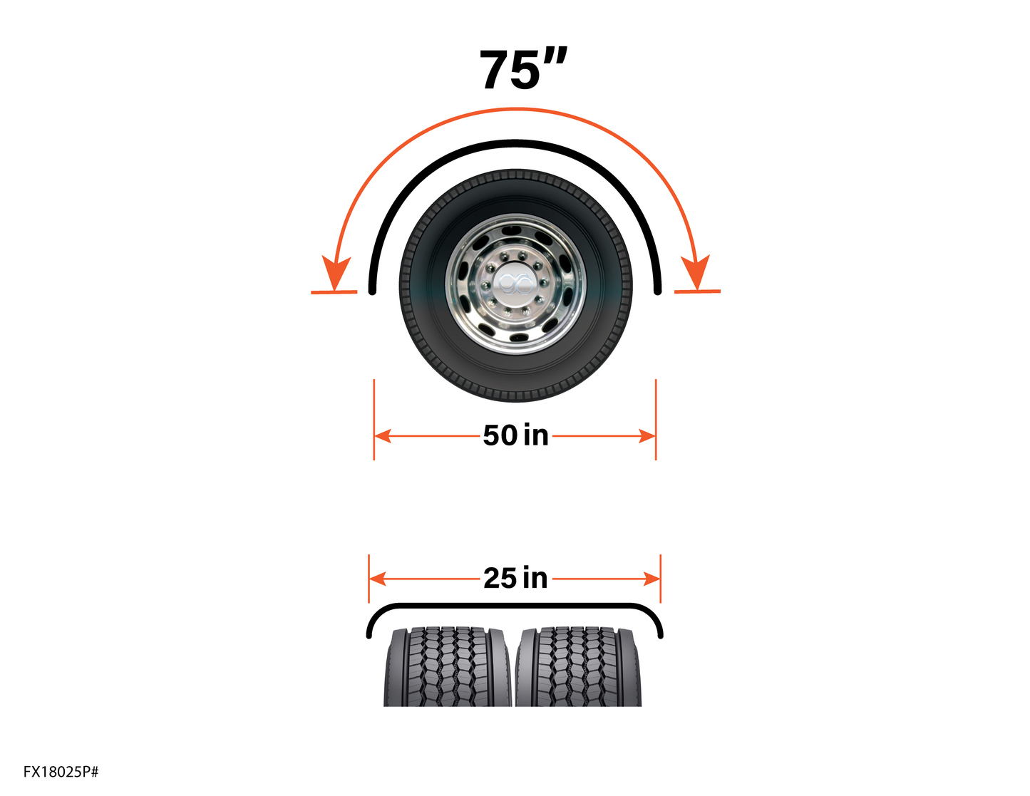 FX18025P Class Eight 25″ Poly Single Axle Fender - Black