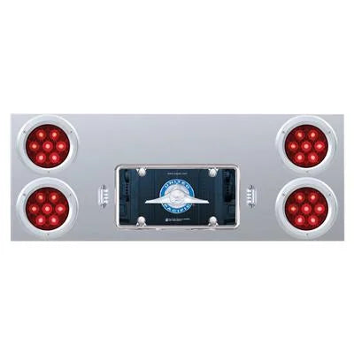 35082 33-34 Stainless Rear Center Panel With Four 7 LED 4 Light & Bezel - Red LEDRed Lens