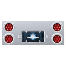 35082 33-34 Stainless Rear Center Panel With Four 7 LED 4 Light & Bezel - Red LEDRed Lens