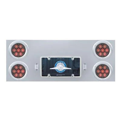 35084 33-34 Stainless Rear Center Panel With Four 7 LED 4 Light & Bezel - Red LEDClear Lens - Competition Series