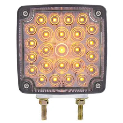38758 52 LED Double Stud Double Face Turn Signal Light (Driver) - Amber & Red LEDClear Lens
