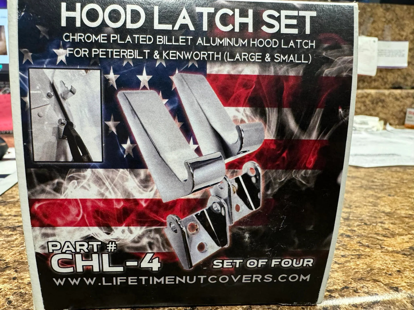 CHL-4 Chrome Hood Latch Set