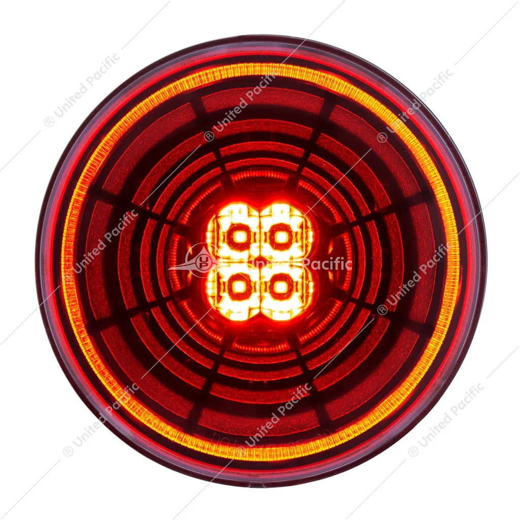 UP#36564 United Pacific 13 LED 4" Round Abyss Light - Red LED/ Red Lens (Stop, Turn & Tail)