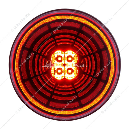 UP#36564 United Pacific 13 LED 4" Round Abyss Light - Red LED/ Red Lens (Stop, Turn & Tail)