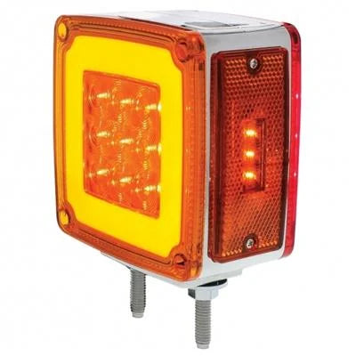 37124 53 LED Double Stud Double Face GloLight With Side Marker (Turn Signal) Driver - Amber & Red LEDAmber & Red Led