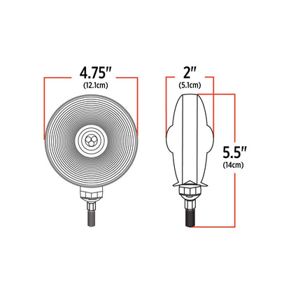 TLED-DFO Amber / Red Turn Signal & Marker “Ol-Skul” Double Face Round LED Fender Light – 38 Diodes