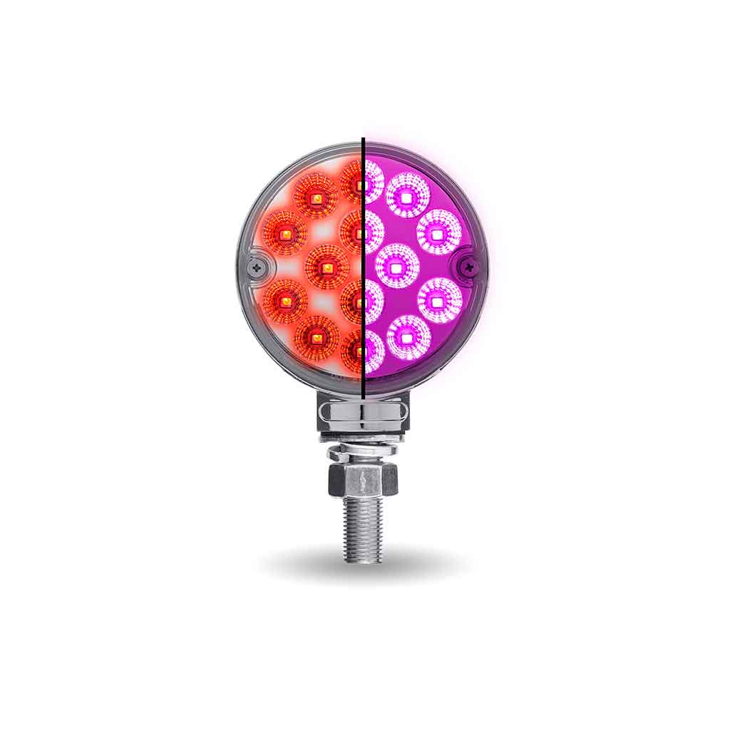 TLED-DL3XP Amber/Red Turn & Marker to Purple Auxiliary 3″ Mini Double Face Round Light with Reflector LEDs – 28 Diodes
