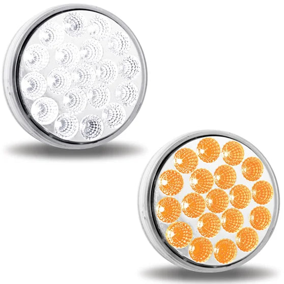 TLED-4X40AW 4 Inch Round Amber Marker To White Auxiliary Dual Revolution LED Light W/ Clear Lens