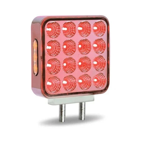 TLED-SDXC Clear Amber / Clear Red Turn Signal & Marker LED Double Face Fender Light with Chrome Reflector