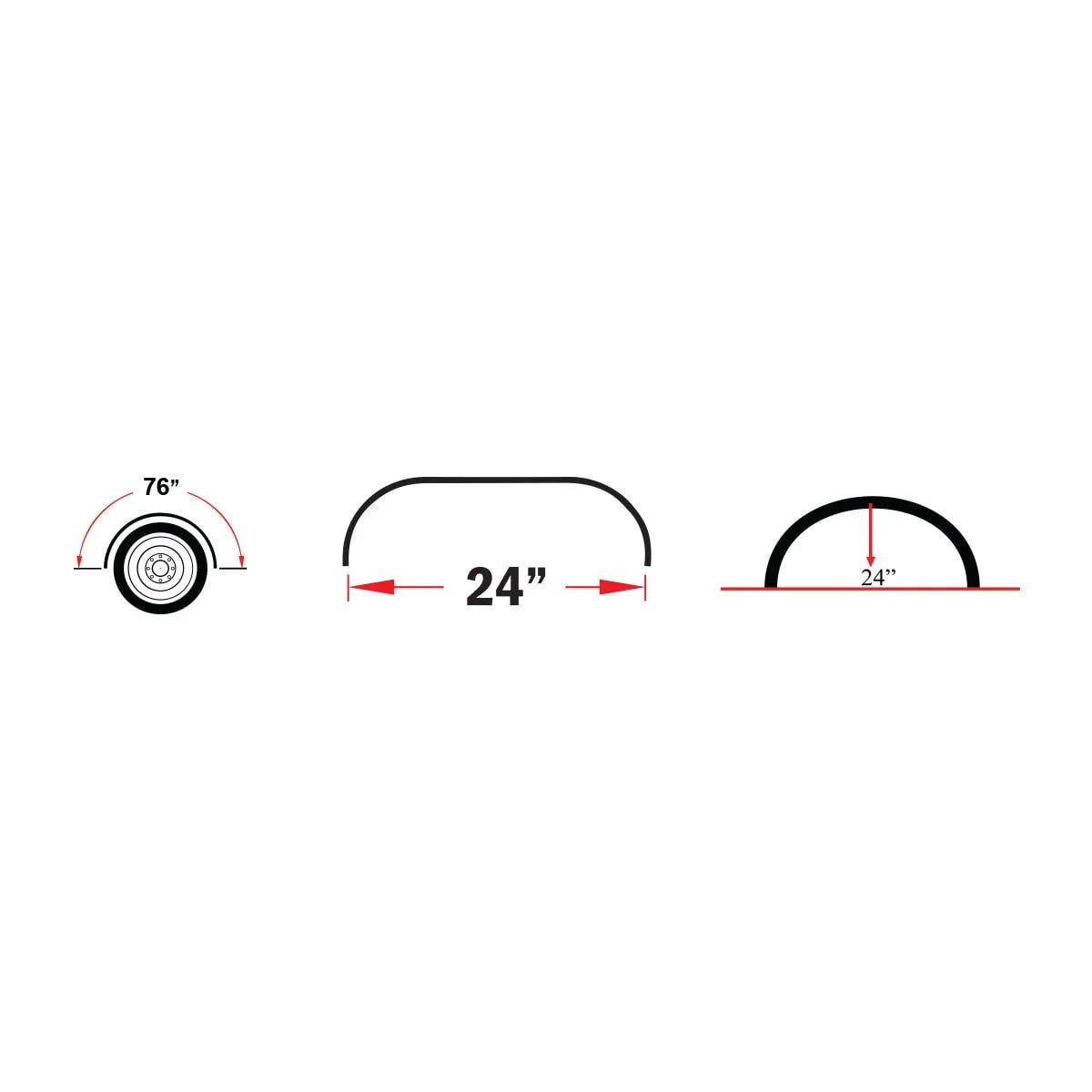 TFEN-S17 - Fender 76 Polyethylene, Single Axle, with Rolled Edge, for 47 OD Tires