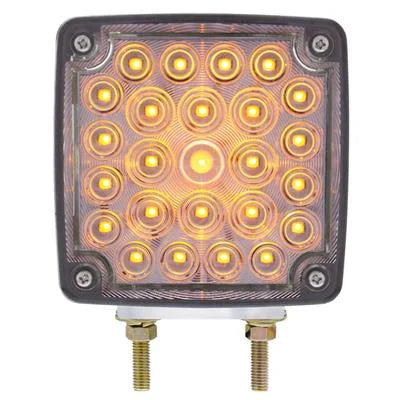 38759 52 LED Double Stud Double Face Turn Signal Light (Passenger) - Amber & Red LEDClear Lens