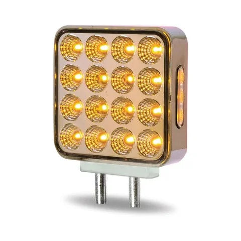 TLED-SDXC Clear Amber / Clear Red Turn Signal & Marker LED Double Face Fender Light with Chrome Reflector