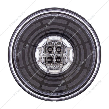 UP#36566 United Pacific Brake / Tail / Turn Signal Light - 4 in., Round, Red LED/ Clear Lens, 13 LEDs, Abyss Lens Design