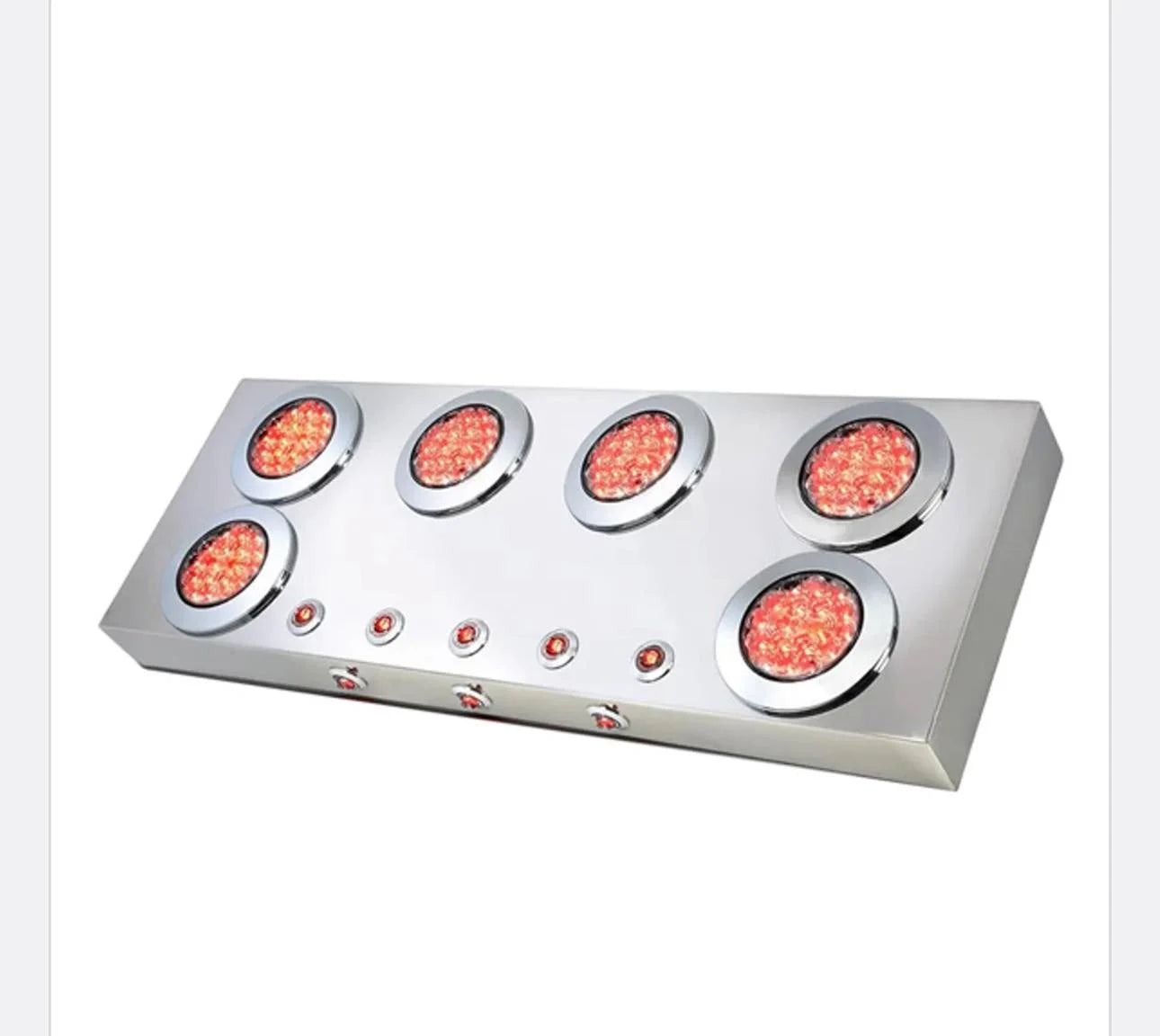 91303 Grand General Stainless Steel Rear Center Light Panel with 4 and 1 inches Red LED with License Plate