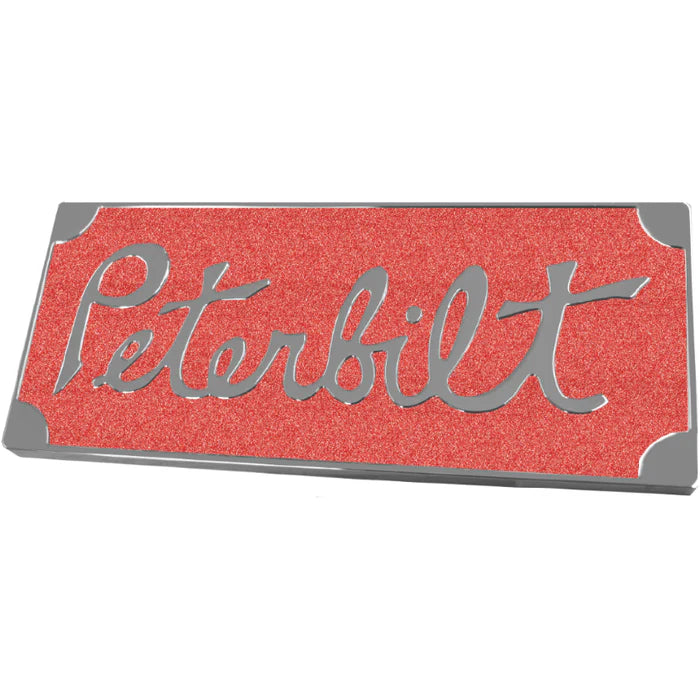 Peterbilt Old Style Engraved Emblem Rect. Red Metallic