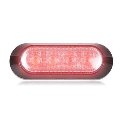 M20384RCL Ultra 0.9" Thin Profile 4 LED Warning Light - Red Clear
