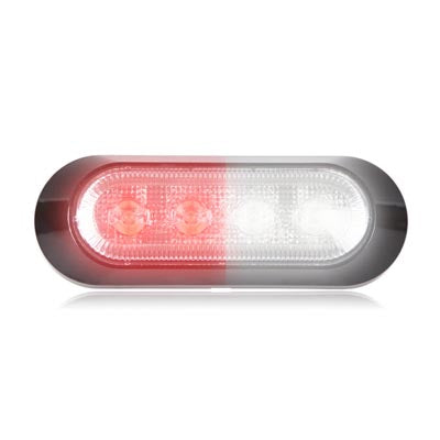M20384RWCL Ultra 0.9" Thin Profile 4 LED Warning Light - Red/White Clear