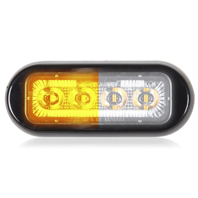 M20484YWCL 4 LED Rectangular Surface Mount Warning Amber / White Clear Lens