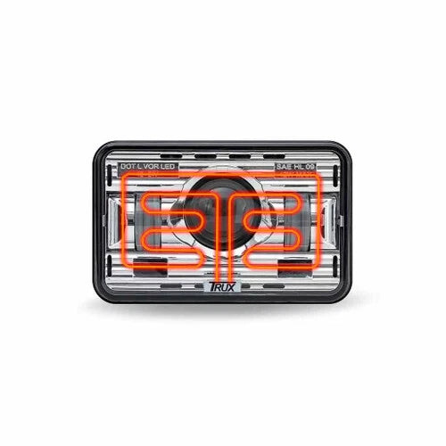TLED-H12 4" x 6" Chrome Heated LED Projector Headlight Low Beam