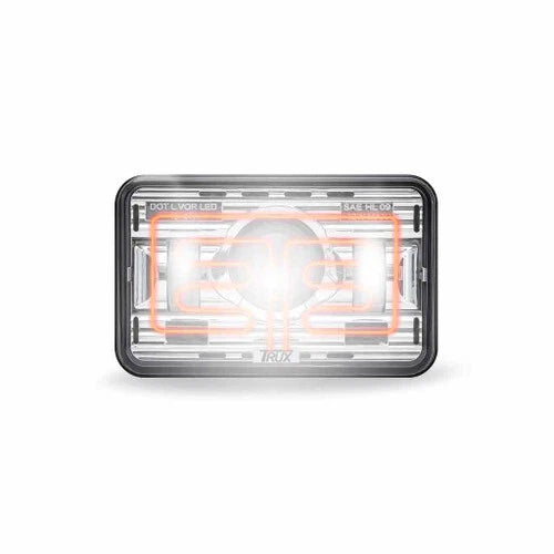 TLED-H12 4" x 6" Chrome Heated LED Projector Headlight Low Beam